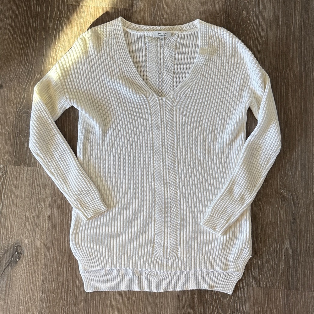 Babaton Vneck Cotton Knit Sweater